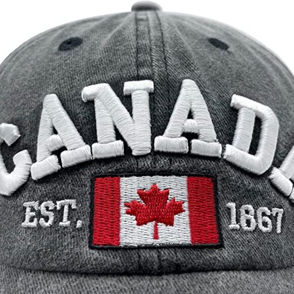 Variety To Go Canadian Baseball Hat Cap, 100% Cotton Maple Leaf Hat (2060 Gray) - Picture 3 of 7